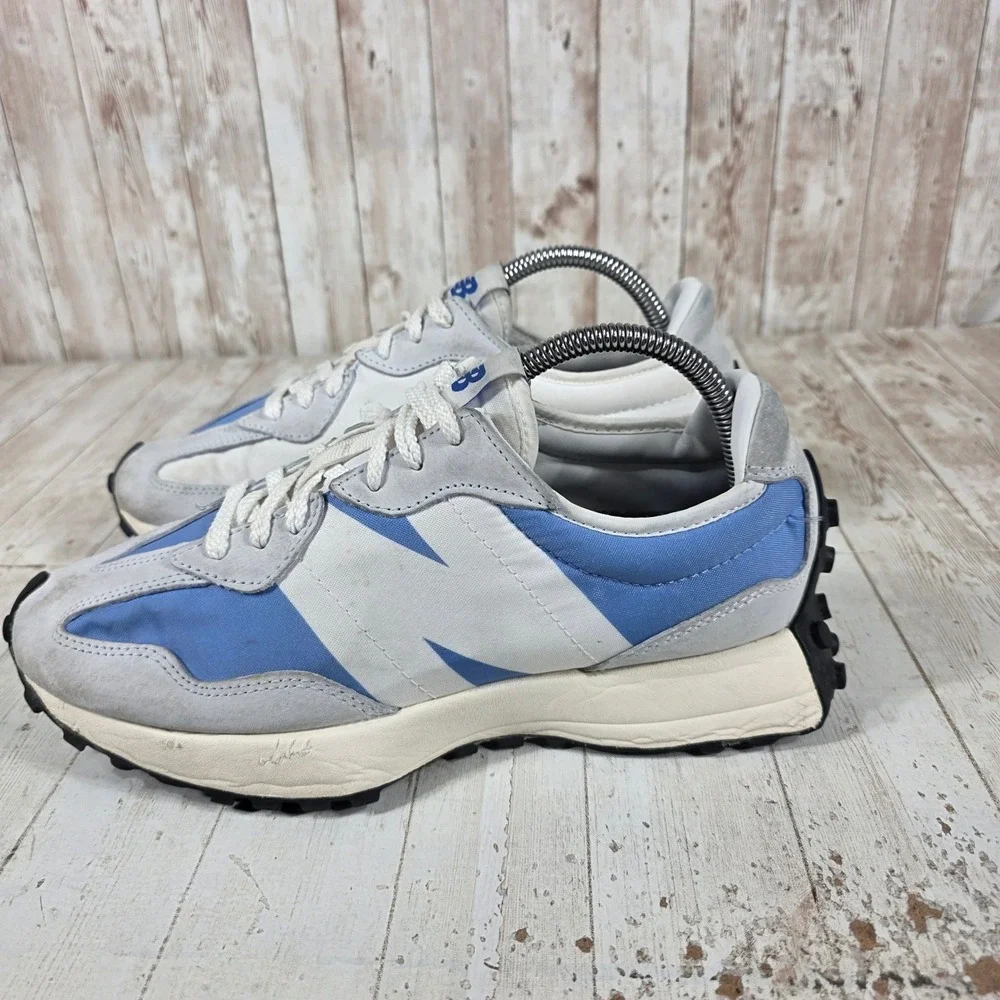 New Balance 327 Mens Grey Blue Suede Nylon Lifestyle Sneakers MS327LC1 Size 8